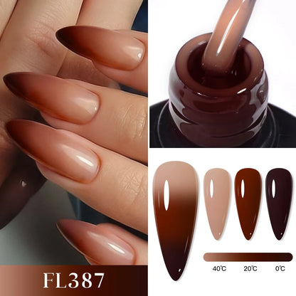 Blushimmer Four Lily 7ml thermal nail gel polish set with three color-changing semi-permanent UV/LED gel for manicure design
