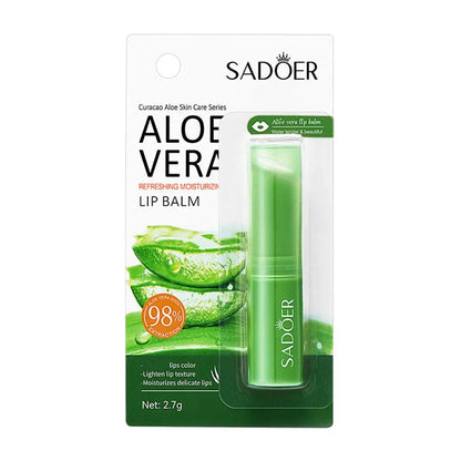 Blushimmer hydrating repair lipstick with Aloe Vera and Vitamin essence, featuring moisturizing water lip balm for skincare.