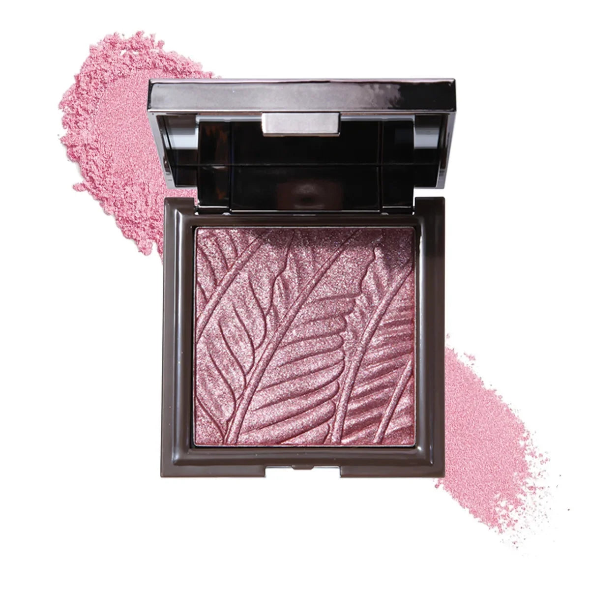 Blushimmer embossed bronzer and highlighter makeup palette with 3D nose shadow and matte contour powders for face shaping.