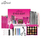 Blushimmer makeup gift set for women with eyebrow powder, lipstick, lip gloss, eyeshadow palette, brushes, and shimmer accents.