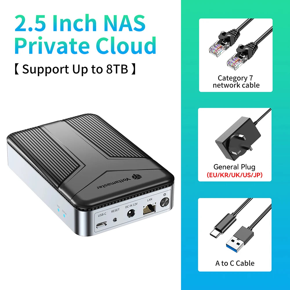 Yottamaster2.5"/ 3.5" SATA HDD NAS Network Private Cloud Storage Hard Drive Enclosure Cloud Storage with External HDD Enclosure