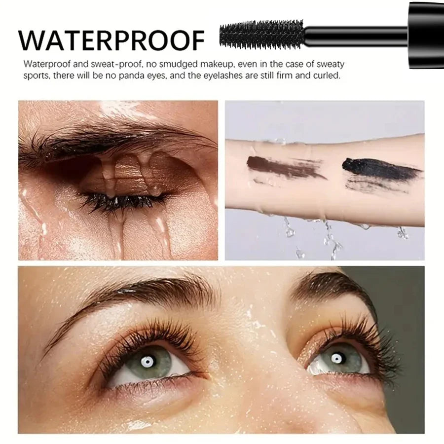 Black 5D Fiber Mascara by Blushimmer with waterproof formula, featuring thickening and lengthening effects on lashes.