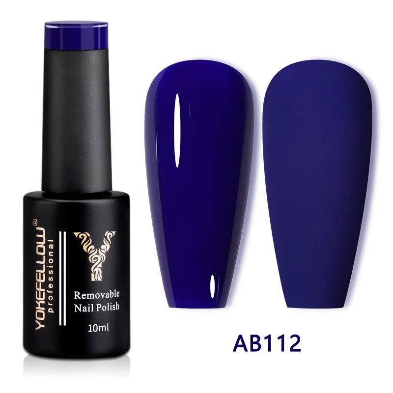 Blushimmer YOKEFELLOW 10ml Jelly Nude gel nail polish in translucent pink, showing the smooth, glossy finish on nails.