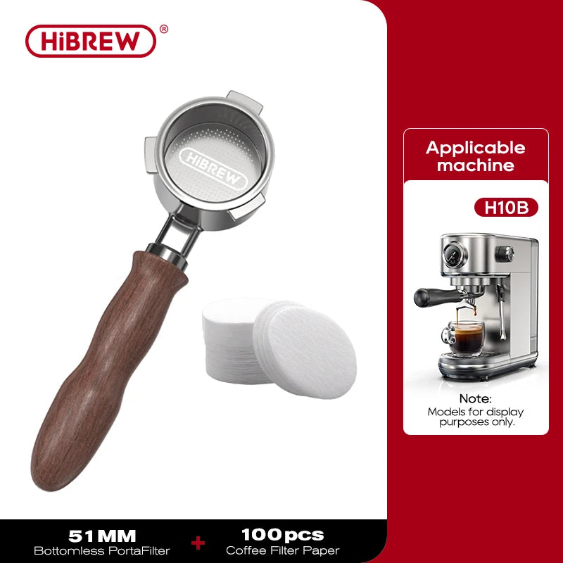 HiBREW Coffee Bottomless Portafilter 51MM 58MM Filter Basket Espresso Machine Barista Tool H10A H10B H7A H10 Plus