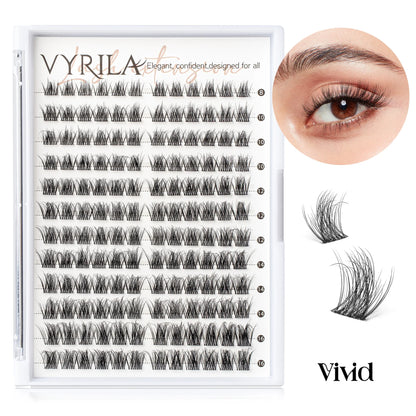 Close-up of Blushimmer 3D wispy eyelash extension clusters with c curl, natural look, super thin band, reusable, DIY lash style.
