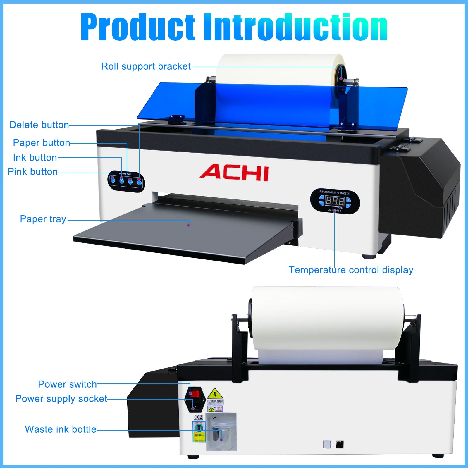 ACHI A3 R1390 Dtf Printer Bundle With Roll Feeder Oven T-Shirt Transfers DTF Printer Kit For T-shirt Textile Printing Machine