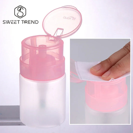 Blushimmer 100/200ml empty plastic press pump bottle with lockable lid for nail polish remover or liquid storage, leak-proof design