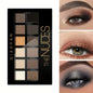 Blushimmer professional 12-color eyeshadow palette with natural shimmer and matte nude shades for eye makeup application.