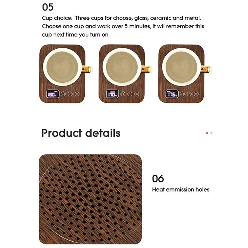 New Coffee Mug Warmer for Desk Office Home 3 Temperature Setting Auto Shut Off Electric Beverage Heating Plate Smart Cup Warmer