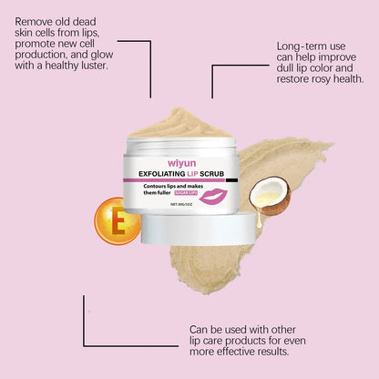 Blushimmer Gentle Lip Scrub with sugar exfoliates and moisturizes for soft, smooth lips, shown in a clear jar with a pink lid.
