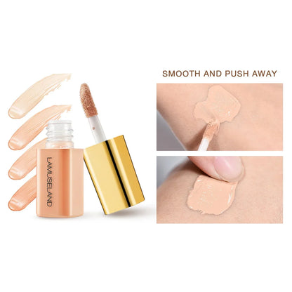 Blushimmer wheat tone liquid concealer with full coverage, oil control, and moisturizing formula for dark circles and pores.