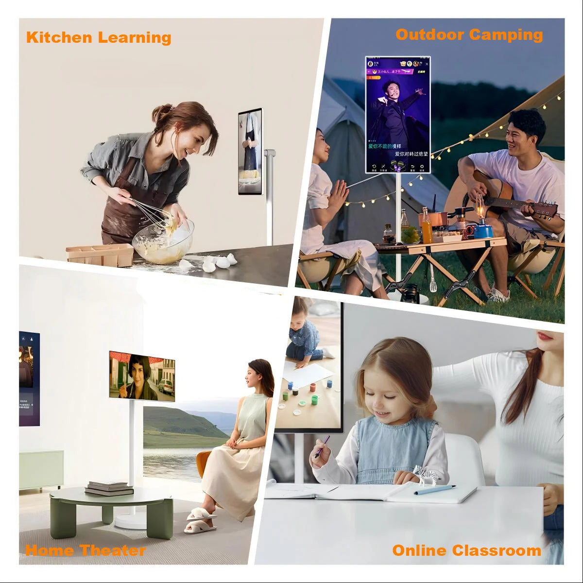 Smart Television 21.5" Inch Portable Tv Rollable Touch Screen Monitor Smart Digital Signage Display Mobile Portable Smart Tvs
