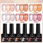 Set of six Blushimmer LILYCUTE 7ml pink nude translucent gel nail polishes for semi-permanent soak-off manicure art.