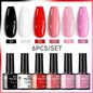 Blushimmer UR SUGAR 7ml all-season gel nail polish set featuring nude, pink, red, and glitter gel shades for manicures