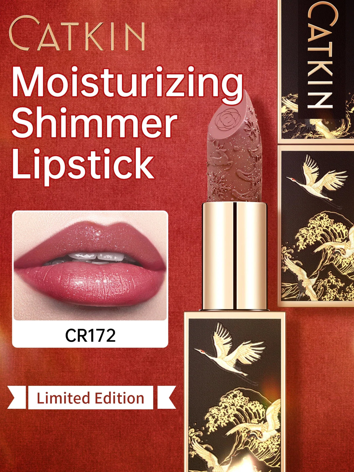 Blushimmer Catkin Velvet Matte Lipstick tube with hydrating satin finish and smooth, creamy texture for long-lasting wear.