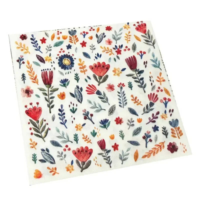 Colourful Napkins Printed Square Paper Napkins Restaurant Floral Facial Tissue Hotel Wedding Table Setting Pure Wood Pulp Paper