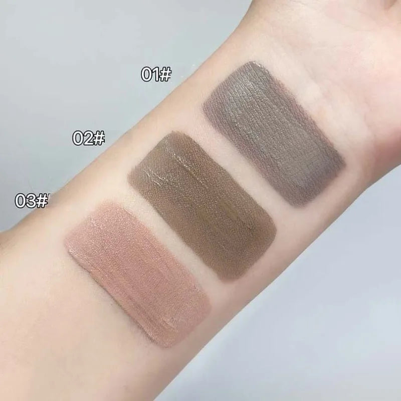 Blushimmer 3D face contouring cream in chocolate gray brown shade, natural matte nose shadow and shading powder for cosmetics.
