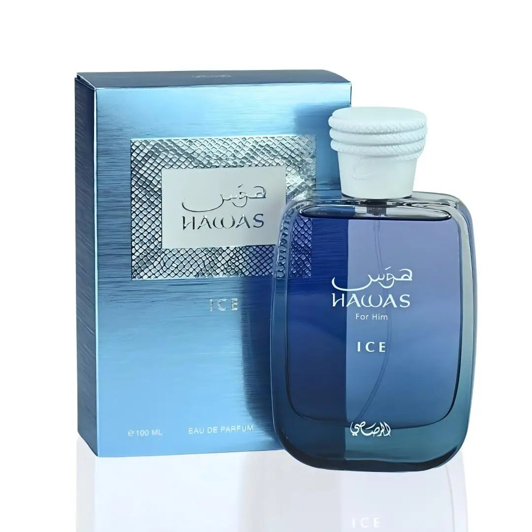 100ML Rasasi Hawas for Men Eau de Parfum by Blushimmer, featuring a sleek bottle with a luxurious masculine fragrance design.
