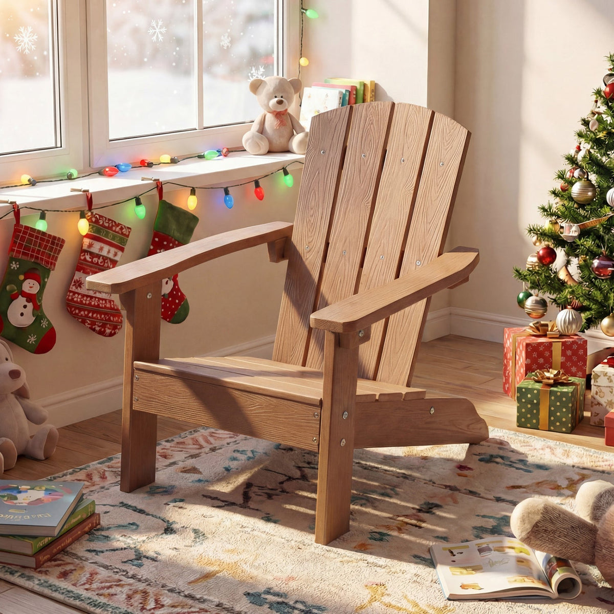 Set of 2 kids' Adirondack chairs by GBruno Store featuring high backrests and armrests, designed for children's outdoor seating.