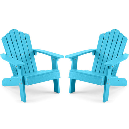 Set of 2 GBruno kids Adirondack outdoor chairs with high backrests and tilted seats, designed for children’s outdoor comfort.