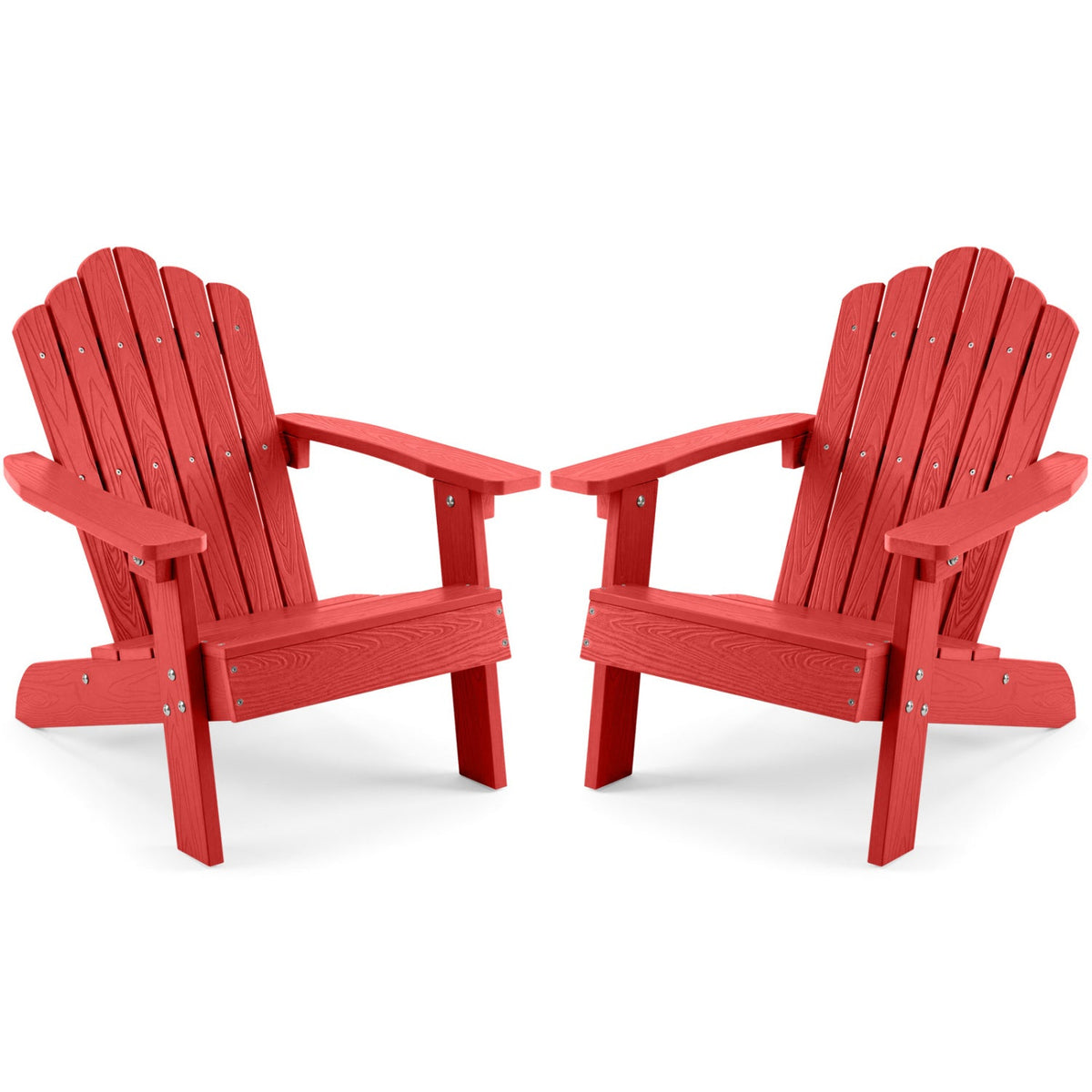 Set of 2 kids outdoor Adirondack chairs with high backs and tilted design, weather-resistant for children’s outdoor seating.