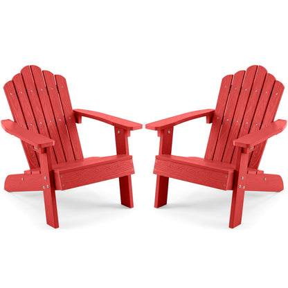 Set of 2 kids outdoor Adirondack chairs with high backs and tilted design, weather-resistant for children’s outdoor seating.
