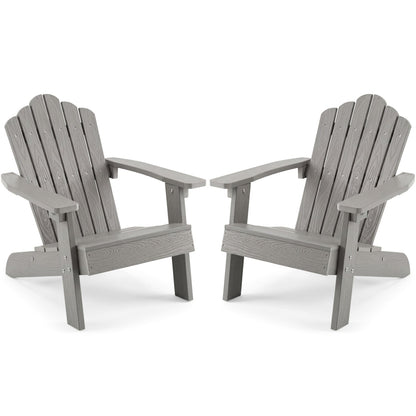 Set of 2 kids Adirondack outdoor chairs by GBruno, with high backrests and tilted seats for children’s outdoor seating.