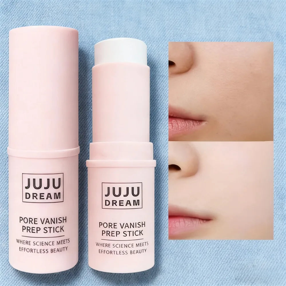 Blushimmer pore minimizing primer stick and hydrating concealer for all skin types, portable travel makeup essential for a flawless base
