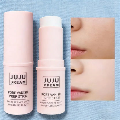 Blushimmer pore minimizing primer stick and hydrating concealer for all skin types, portable travel makeup essential for a flawless base