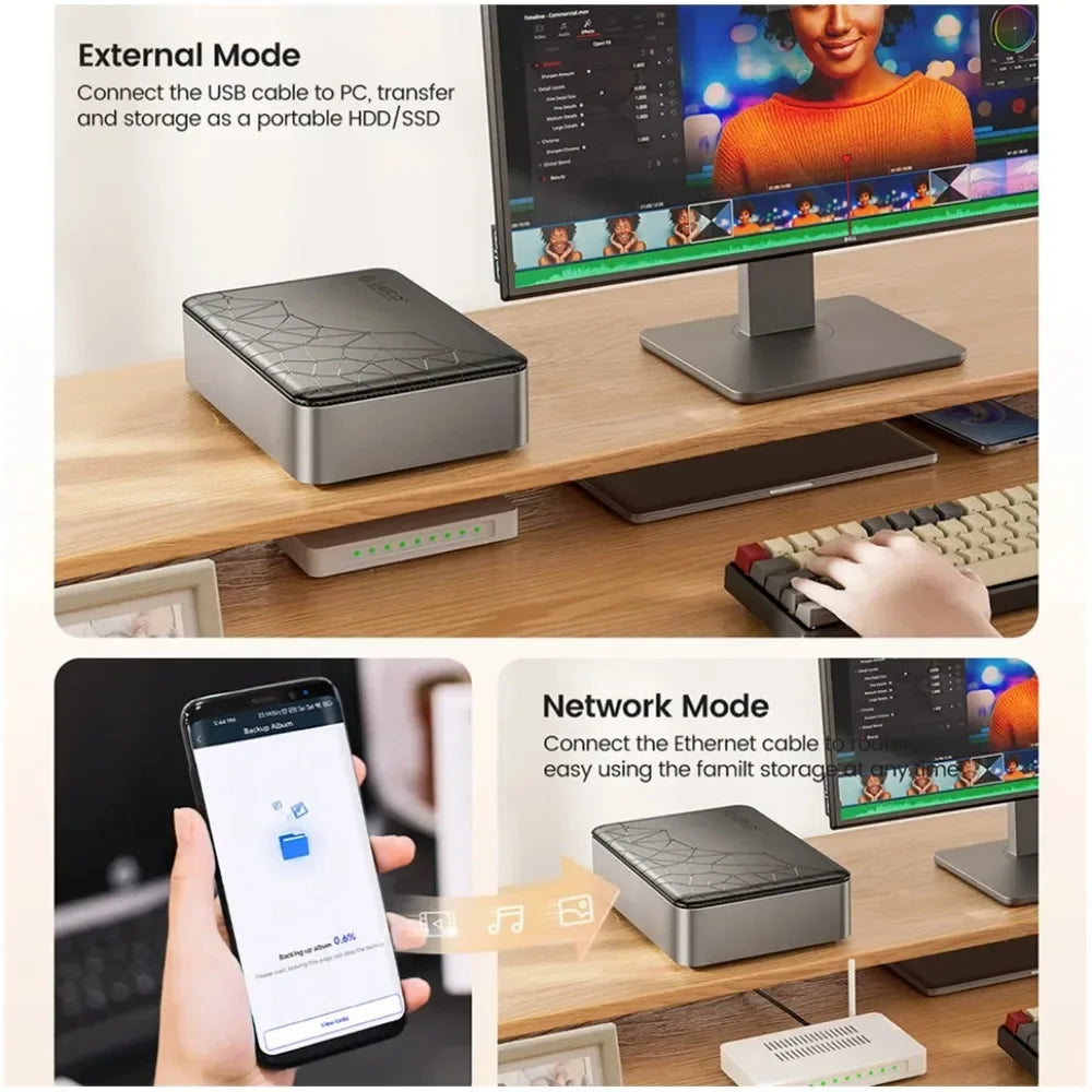 ORICO 3.5" Inch SATA Hard Drive Enclosure NAS Network HDD Storage Box USB C HD Disk External Case Housing Personal Cloud Server