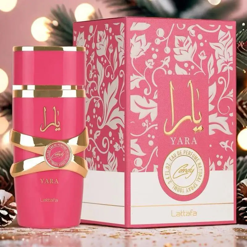 Blushimmer Latafa Yara perfume bottle with vanilla, fruit, citrus, and floral notes, 3.4oz/100ml for women, long-lasting scent