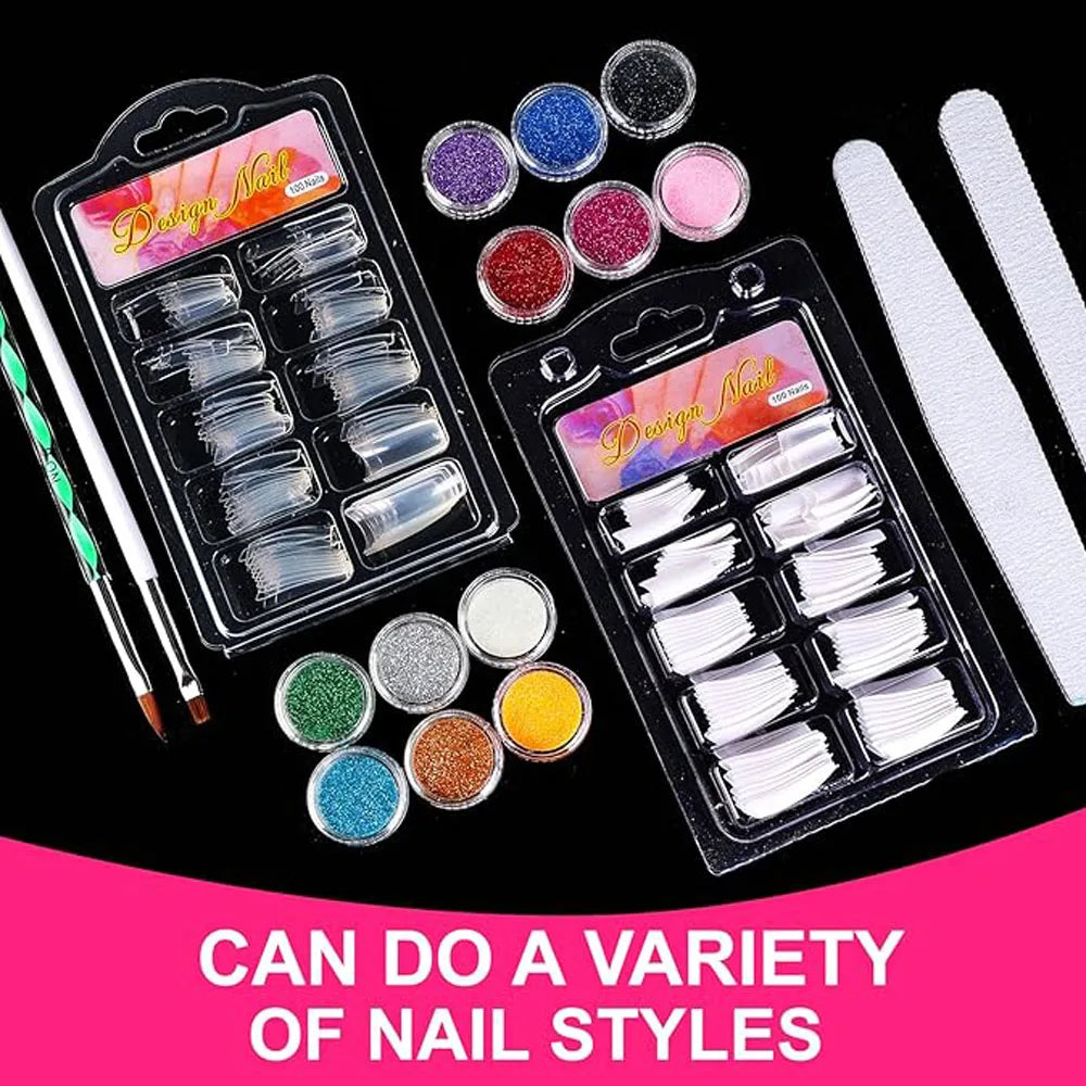 Blushimmer acrylic nail kit with acrylic powder, liquid, UV lamp, and gel nails supplies for DIY gel nail set, for women.