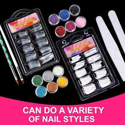 Blushimmer acrylic nail kit with acrylic powder, liquid, UV lamp, and gel nails supplies for DIY gel nail set, for women.