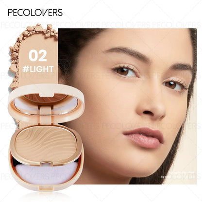 Blushimmer pressed powder foundation in light to medium tone with waterproof, matte finish, full coverage, non-sticky for all skin types.