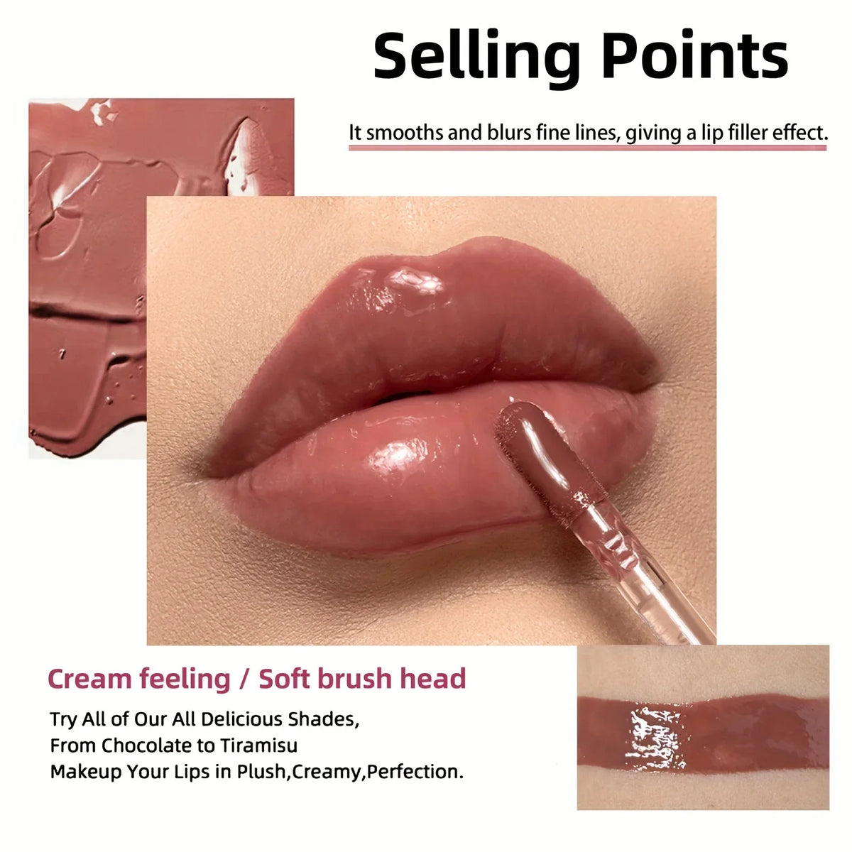 Blushimmer Hydrating Crystal Lip Oil in tinted gloss with plumping and moisturizing properties, featuring a sleek, transparent tube.