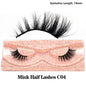Blushimmer 3D Mink Fluffy Half False Eyelashes with clear band, lightweight natural-looking short eye strip lashes, reusable extension.