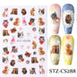 Cute 3D Korean cartoon dog, cat, bunny, and star nail art stickers by Blushimmer on a clear background for self-adhesive nail decoration.
