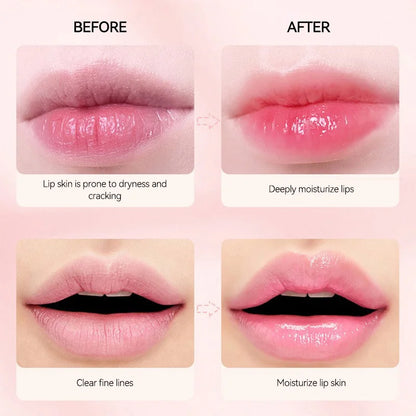 Blushimmer OMGA color-changing lipstick in peach flavor, moisturizing, waterproof, temperature-sensitive jelly lip balm on smooth lips