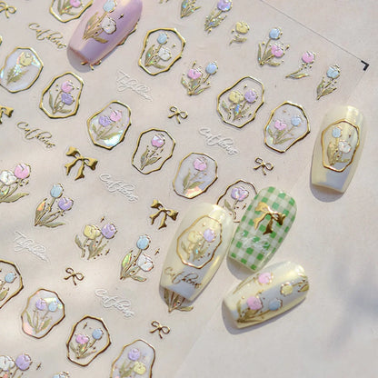 Dream Flower window shell nail art sticker by Blushimmer, featuring Japanese flower self-adhesive decals for press-on nail decoration.
