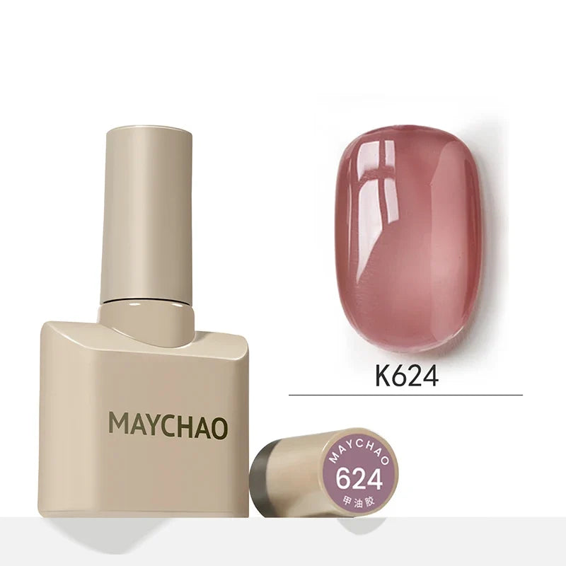 Blushimmer MAYCHAO 12ml semi-permanent jelly gel nail polish top coat with UV LED soak-off gel for long-lasting manicures.