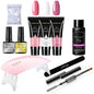 Limegirl 15ml extension nail gel set with 6W LED lamp, finger extension mold, and nail tool kit for quick manicure applications.
