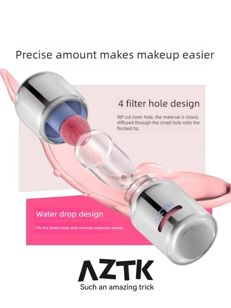 Blushimmer AZTK liquid blush in purple and blue shades, with a contoured, brightening effect on cheeks, matte finish, vibrant color.