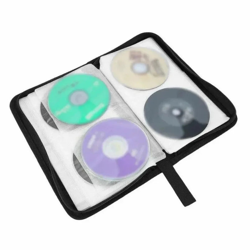 80 Discs DVD CD Storage Wallet Double-Sided Zipper Case Multi-Purpose Media Binder Album for Blu-ray Game Discs