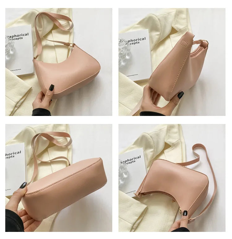 Fashionable and trendy solid-color handbag, simple and new small square bag, stylish and high-quality single-shoulder armpit bag