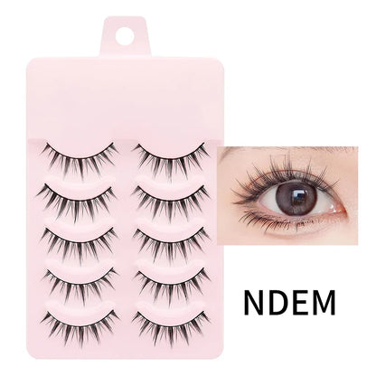 Blushimmer DINGSEN fake anime eyelashes set with 5 pairs of natural daily manga-style clear band eyelash extensions