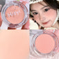 Blushimmer HISYI matte blush plate with natural color micro flash finish, featuring a slightly tipsy, monochrome pink makeup look.