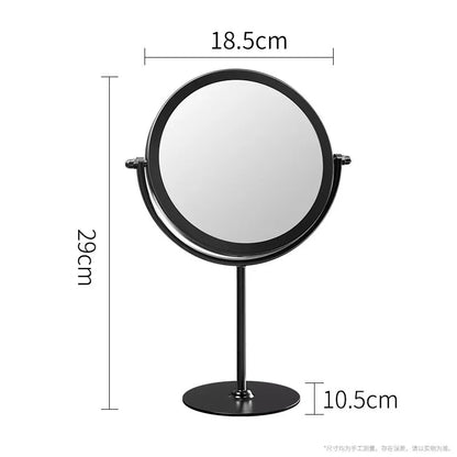 Blushimmer 360-degree rotating iron desktop makeup mirror with textured design and stylish, creative iron frame for ladies.