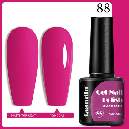 Blushimmer Faandin 7ml red gel nail polish bottle with high saturation, quick-drying, alcohol-free, ideal for home use.