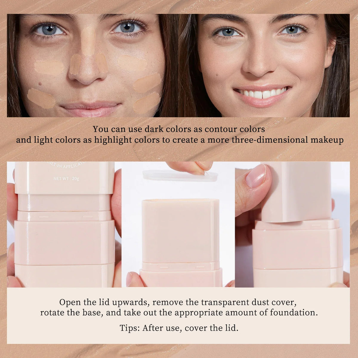 O'cheal 2-in-1 Concealer Foundation & Contour Stick 20g