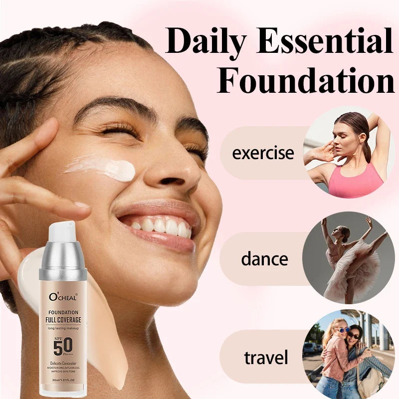 Blushimmer color-changing liquid foundation and waterproof concealer with full coverage, moisturizing, oil-control, and whitening properties.